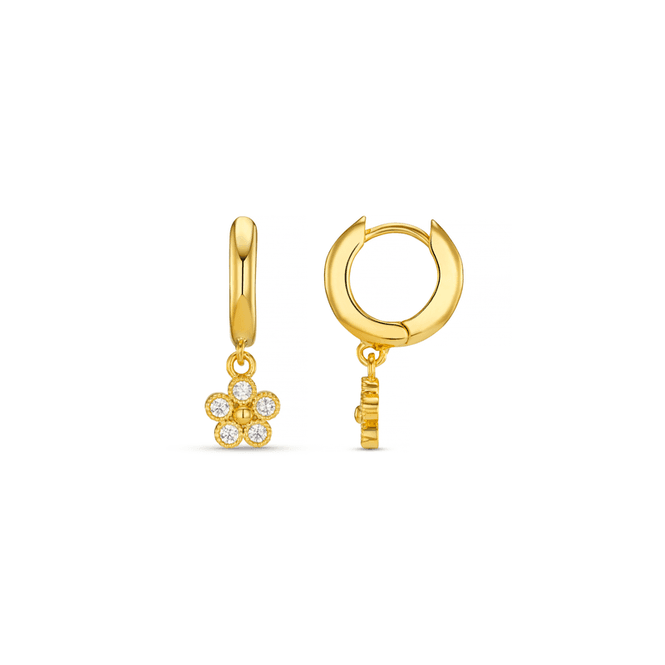Hovedbilde 40077 Crystal Flower Drop Huggie Hoop Earrings