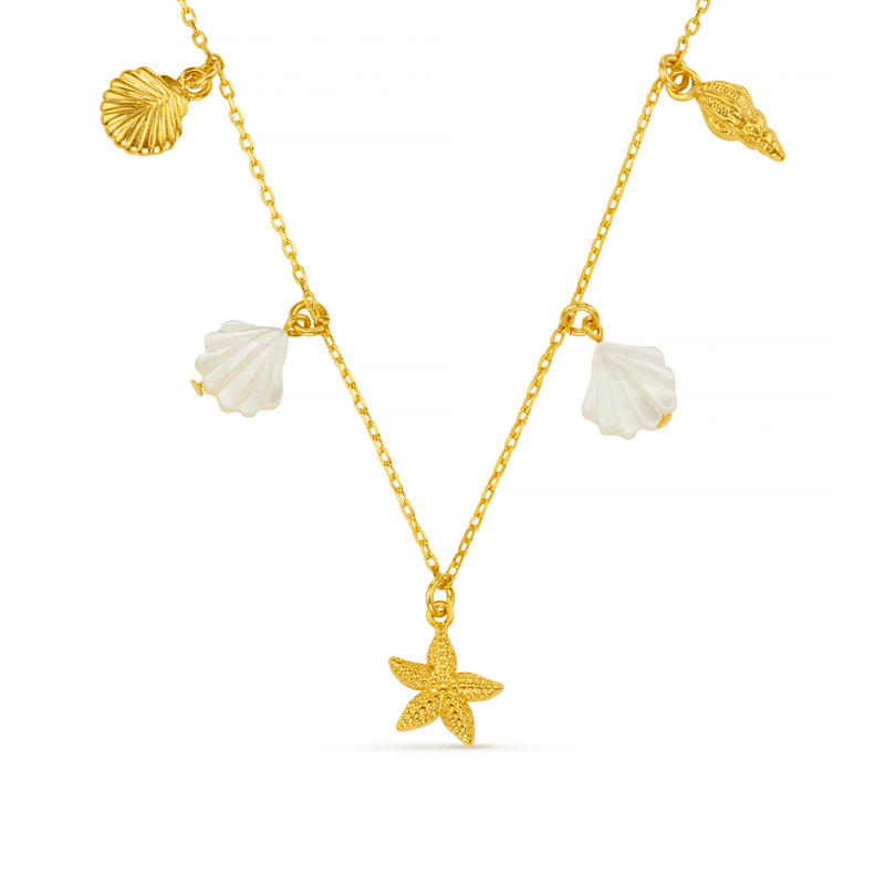 40303 Mixed Shell & Starfish Charm Drop Necklace