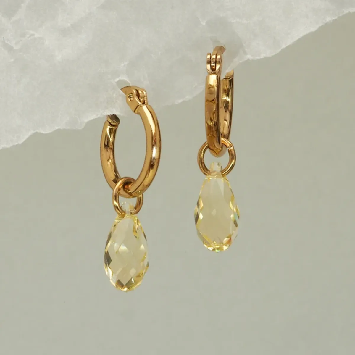 Goldie Hoop Yellow Crystal