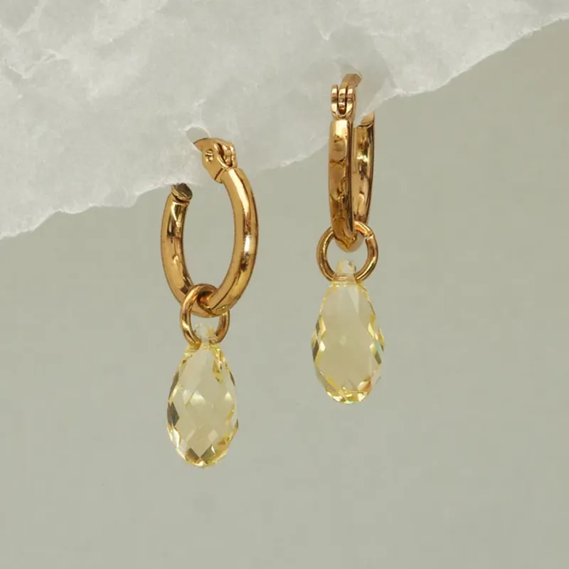 Goldie Hoop Yellow Crystal