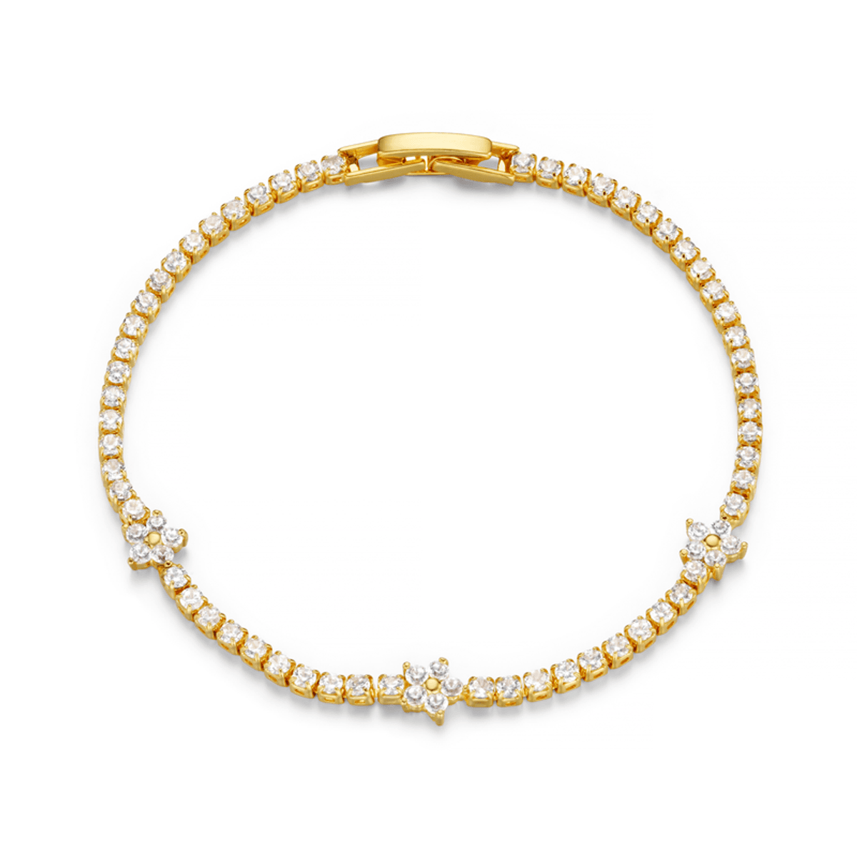 40137 Flower Stationed Tennis Bracelet 