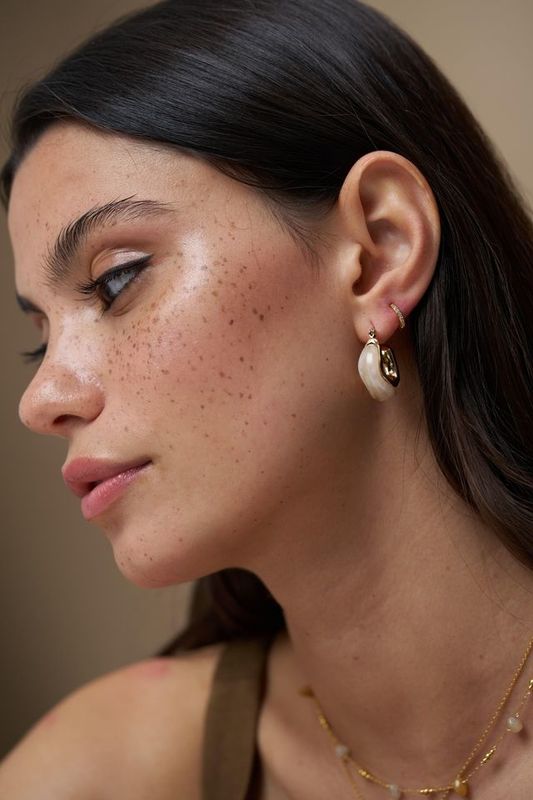 40497 Resin & Molten Detail Hoop Earrings 