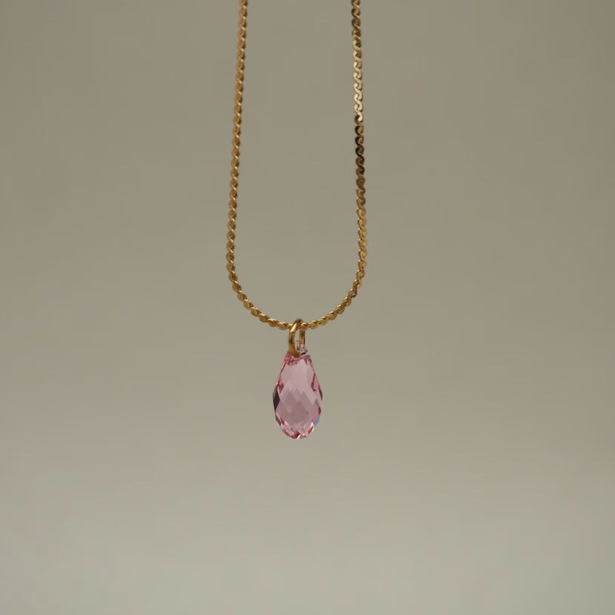 Dainty Pink Crystal Drop Necklace