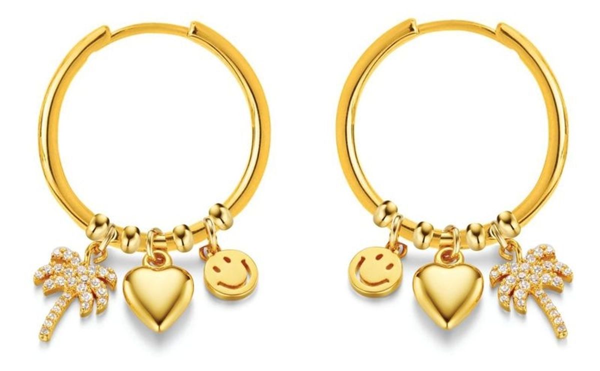 40092 Electic Mixed Charm Hoop Earrings