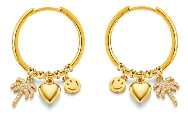 40092 Electic Mixed Charm Hoop Earrings